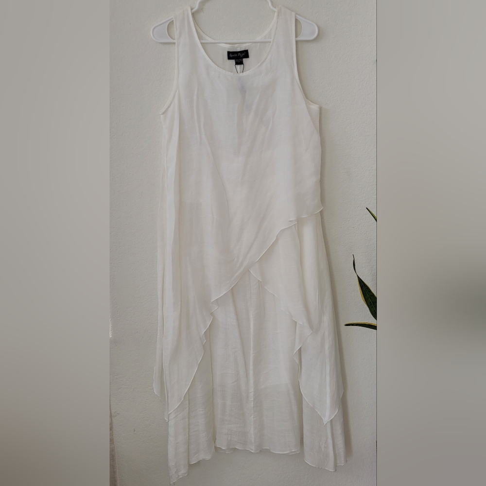 Charlie Paige White Asymmetrical Tiered Sundress - Picture 2 of 8